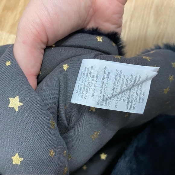 Crewcuts Reversible Faux Fur Vest Navy Blue Star Print Small Girls Kids - Picture 5 of 7